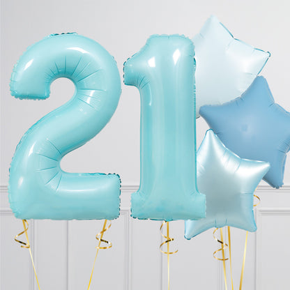 Baby Blue Birthday Number Balloon Packages – Helium-Filled