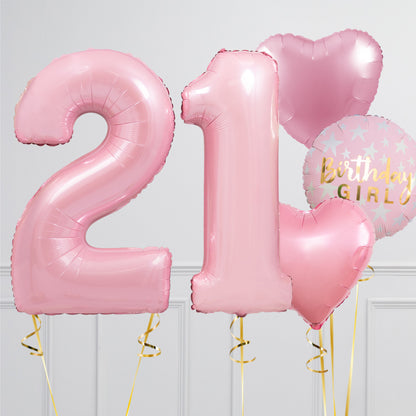 Baby Pink Birthday Number Balloon Packages – Helium-Filled