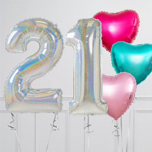 Holographic Birthday Number Balloon Packages – Helium-Filled