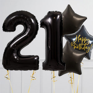 Black Birthday Number Balloon Packages – Helium-Filled