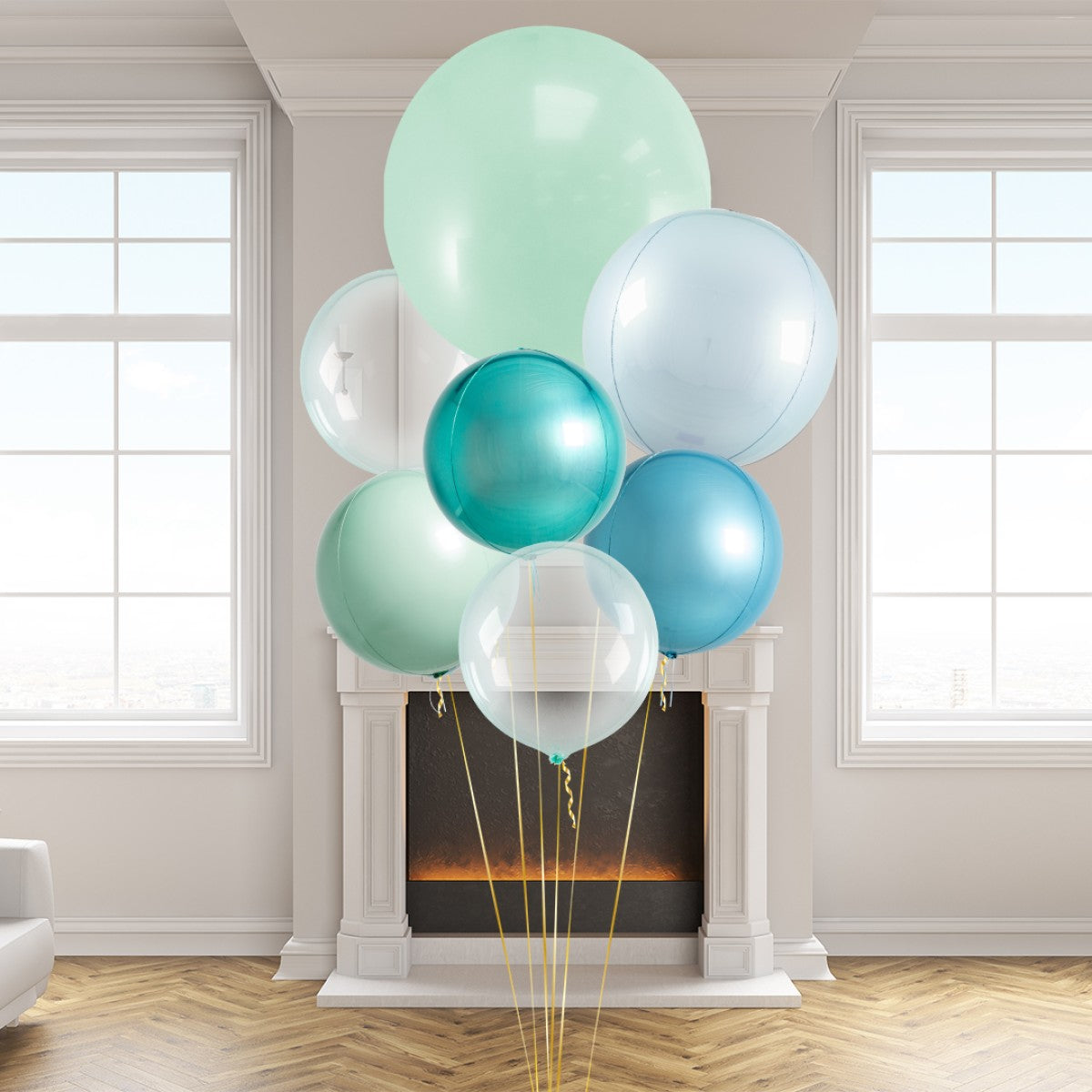Blue Lagoon Giant Balloon Bunch – Elegant Ocean-Inspired Party Decor in Dubai