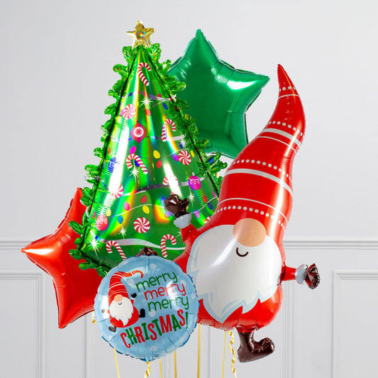 Christmas Gnome Santa Crazy Balloon Bunch