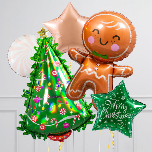 Gingerbread & Christmas Tree Crazy Balloon Bunch