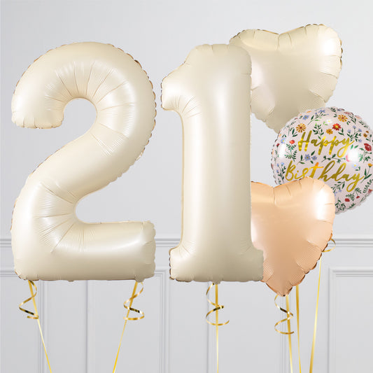 Cream Birthday Number Balloon Packages – Balloon Shop Dubai