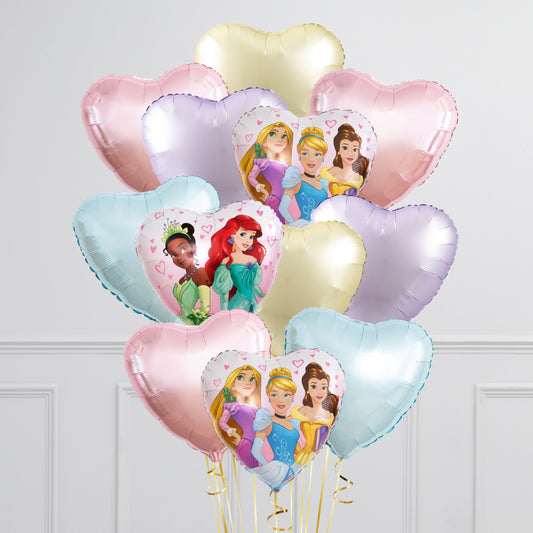 Disney Princesses Hearts Inflated Foil Balloon Bunch – Magical Birthday Decor in Dubai