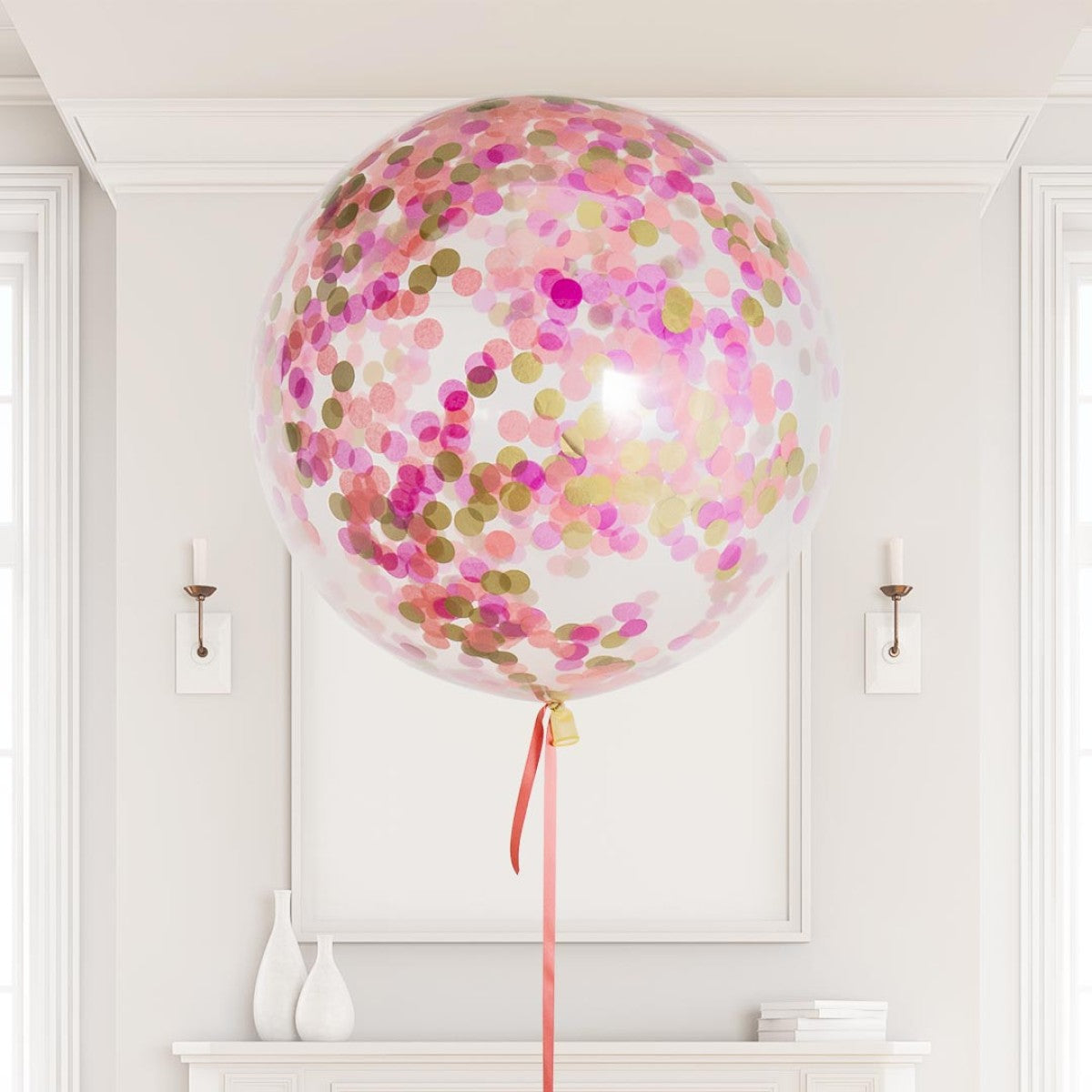 Flamingo Pink Helium Confetti Giant Balloon – 3ft