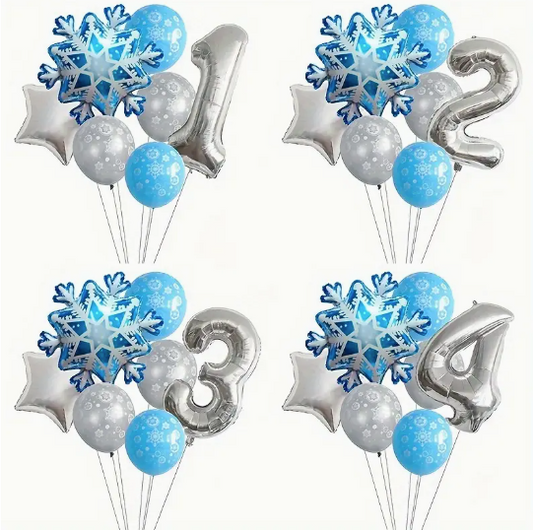 7pcs Frozen Snowflake Balloon Set – Winter Wonderland Party Decorations Transform Any Event into an Ice & Snow Fairyland