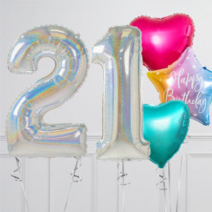 Holographic Birthday Number Balloon Packages – Helium-Filled