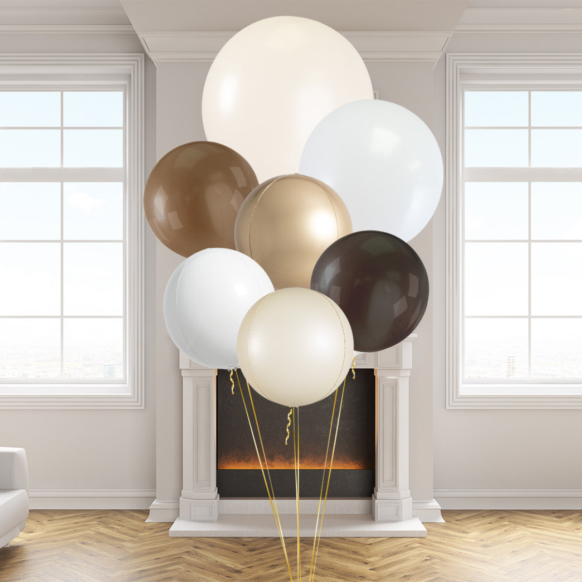 Neutral Baby Giant Balloon Bunch – Elegant Baby Shower Decor in Dubai