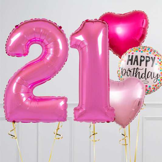 Fuchsia Birthday Number Balloon Packages – Helium-Inflated