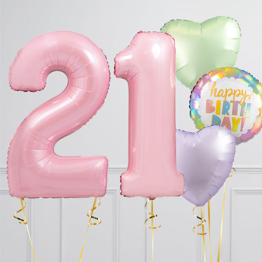 Pastel Rainbow Birthday Number Balloon Packages – Helium-Filled