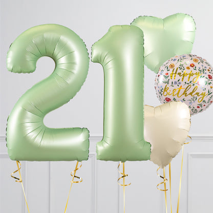 Olive Green Birthday Number Balloon Packages – Helium-Inflated