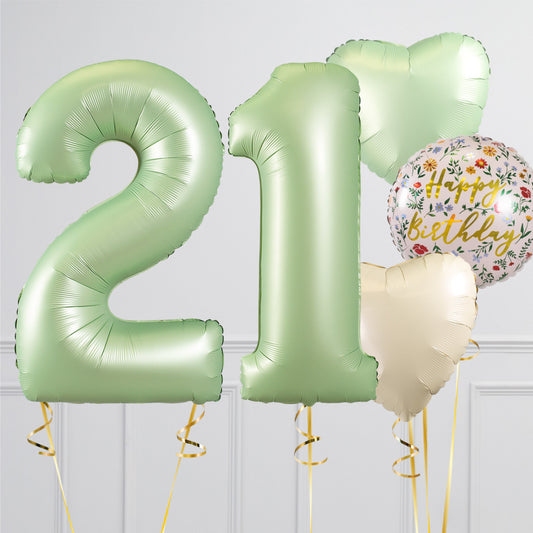 Olive Green Birthday Number Balloon Packages – Helium-Inflated