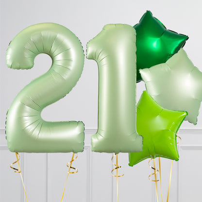 Olive Green Birthday Number Balloon Packages – Helium-Inflated