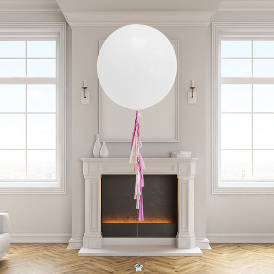 Pastel Princess Giant Helium Balloon – Soft Rose Pink with Tassel Tail