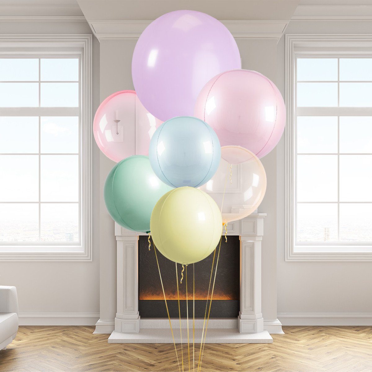 Pastel Rainbow Giant Balloon Bunch – Whimsical & Colourful Balloon Decor in Dubai
