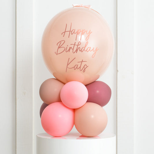 Personalised Cherry Blossom Air-Filled Bubble Balloon Stack