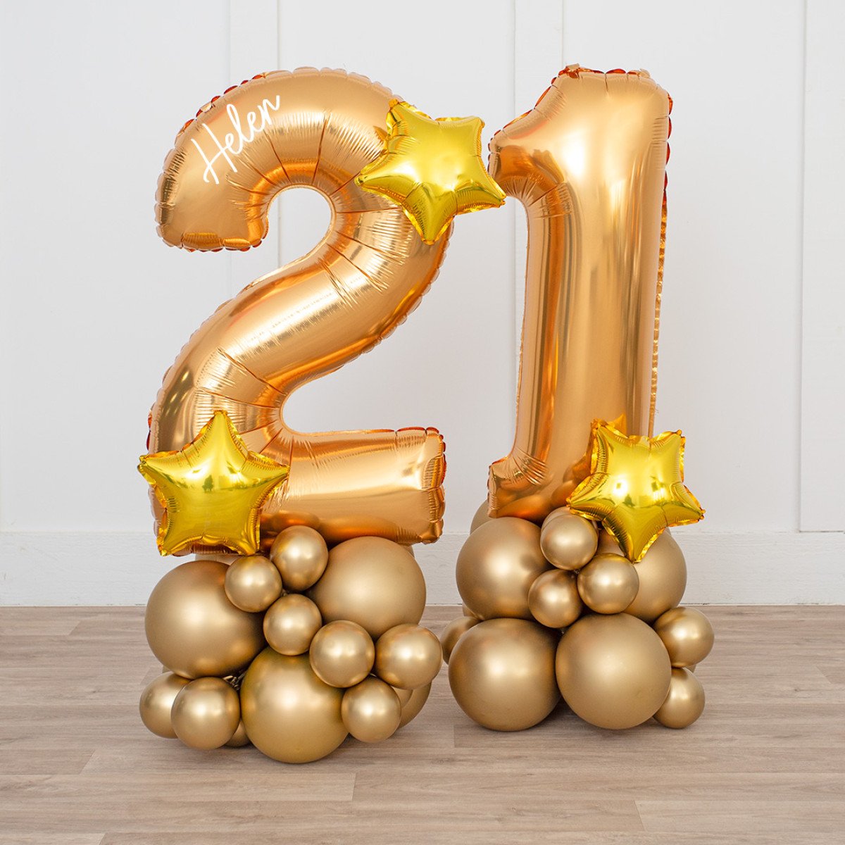 Personalised Gold Chrome Inflated Number Balloon Stack