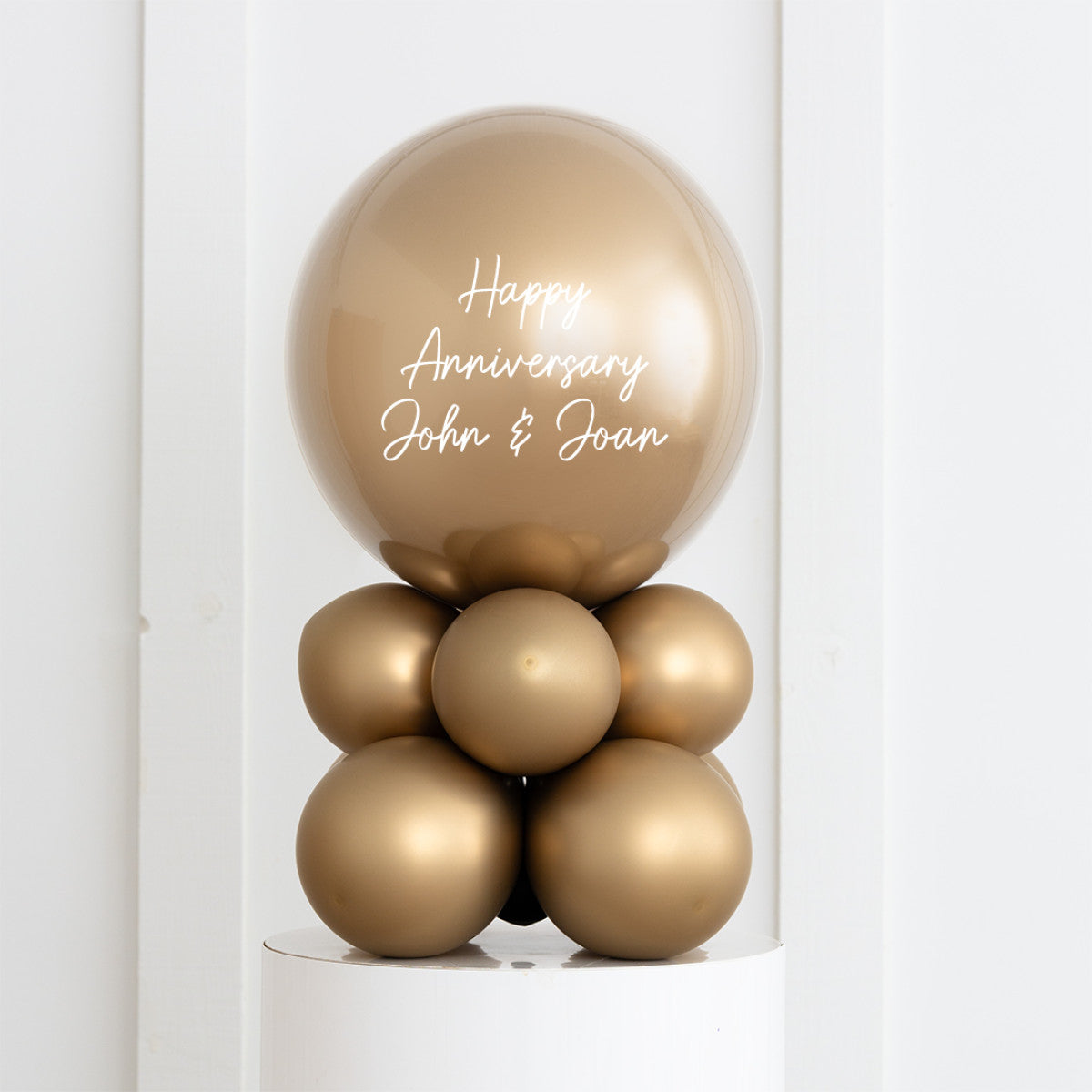 Personalised Gold Chrome Air-Filled Bubble Balloon Stack