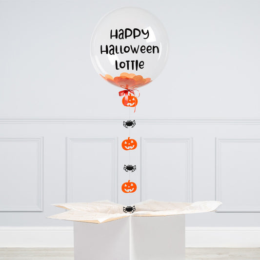 Personalised Halloween Spiders & Pumpkins Confetti Bubble Balloon