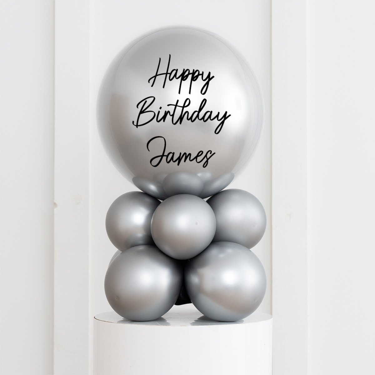 Personalised Silver Chrome Air-Filled Bubble Balloon Stack
