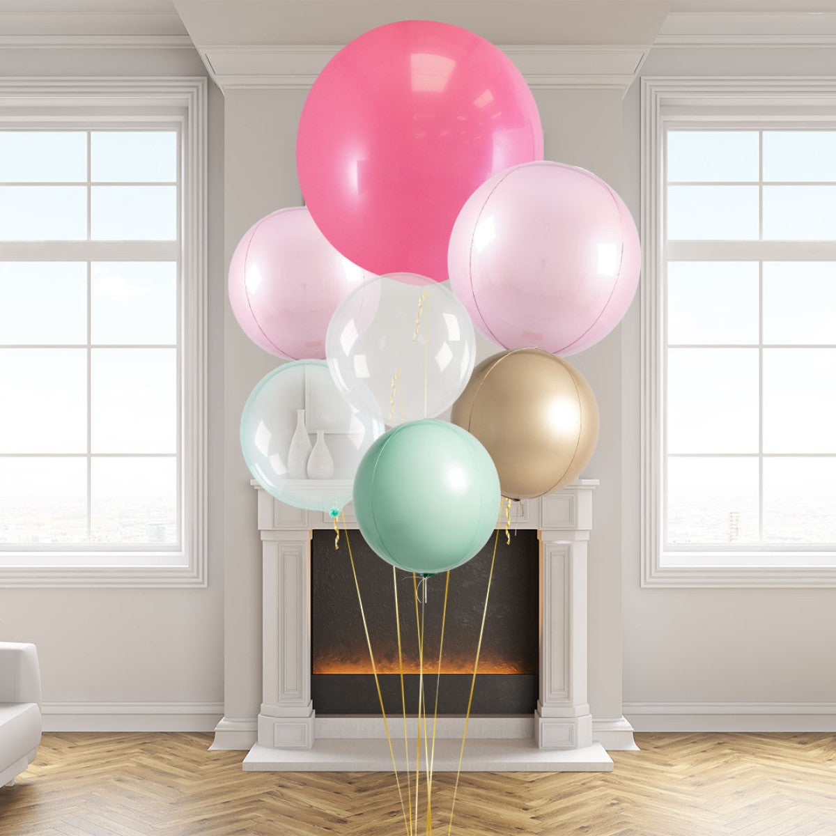 Pink Mint Fairy Giant Balloon Bunch – Magical Balloon Decor in Dubai