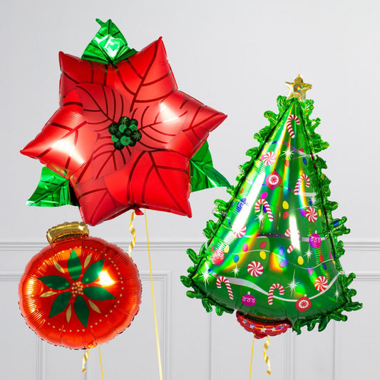 Poinsettia Christmas Crazy Balloon Bunch