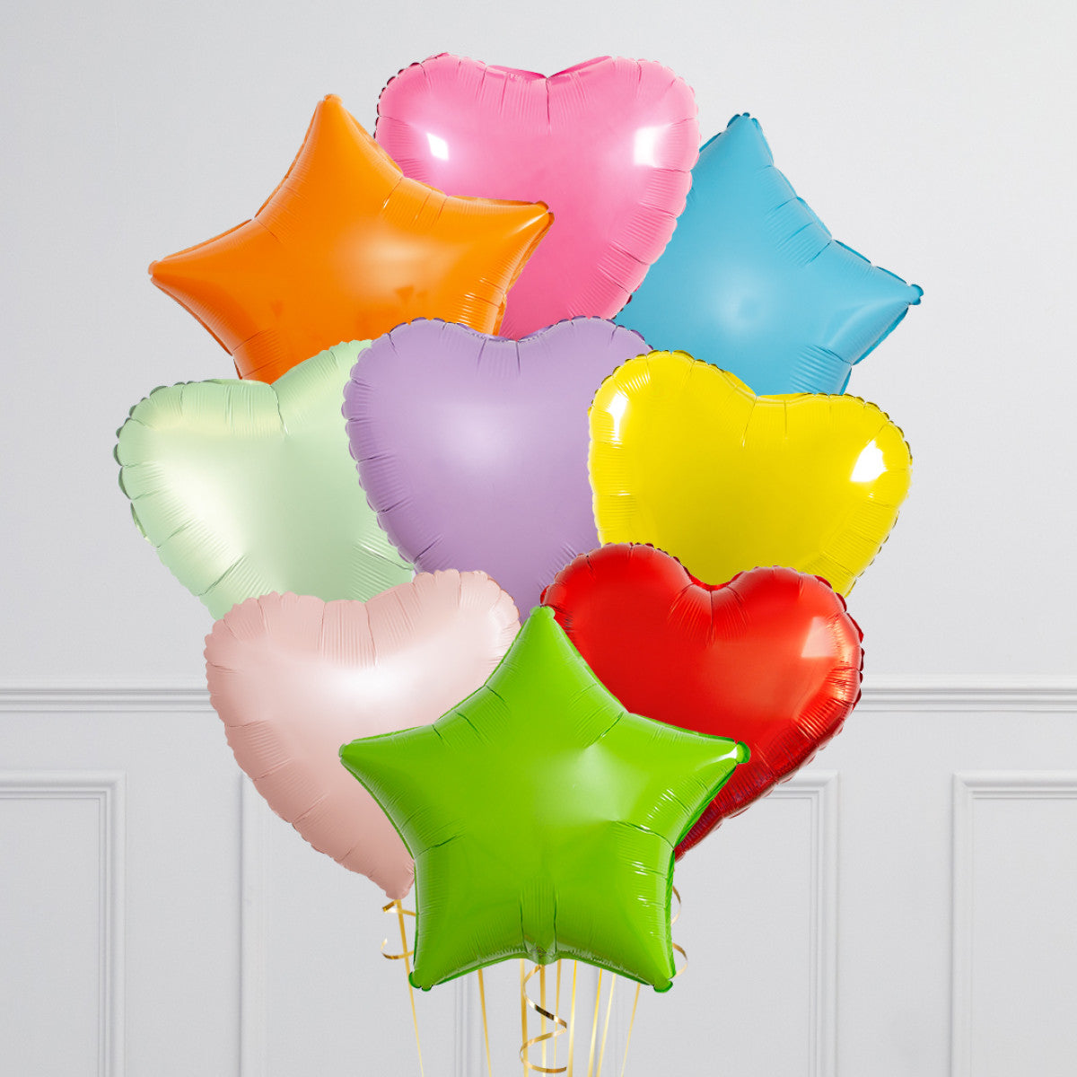 Rainbow Bright Hearts & Stars Foil Balloon Bunch – Colourful Party Balloons in Dubai