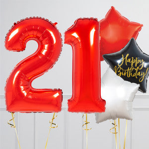 Red Birthday Number Balloon Packages – Helium-Filled