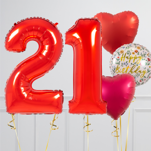 Red Birthday Number Balloon Packages – Helium-Filled