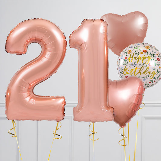 Rose Gold Birthday Balloon Number Packages