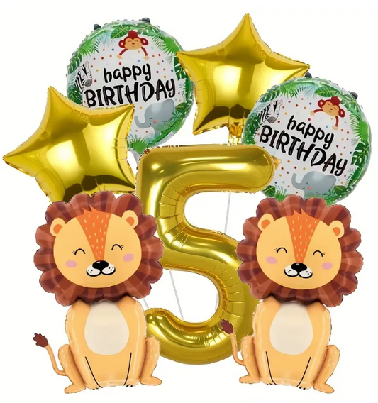 Jungle Animal Lion Theme Aluminum Foil Balloon Perfect for Wild Safari Birthdays & Jungle-Themed Parties