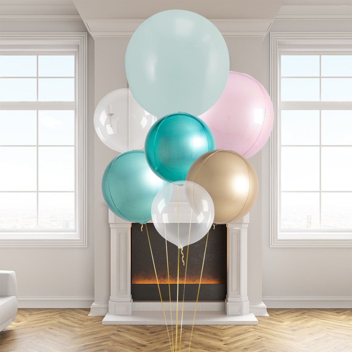 Sage Green & Blush Giant Balloon Bunch – Stylish Soft-Tone Balloon Decor in Dubai