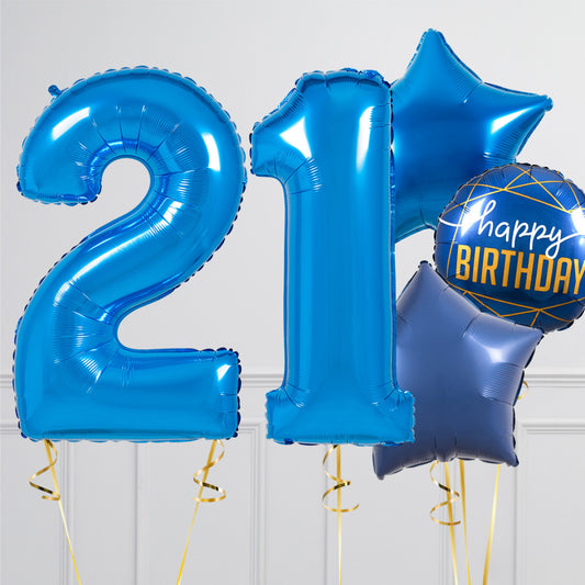 Sapphire Blue Birthday Number Balloon Packages – Helium-Filled