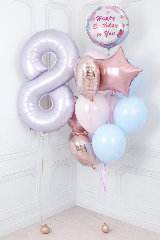 Happy Birthday Butterfly Helium Balloon – With Rose Gold Star & Heart