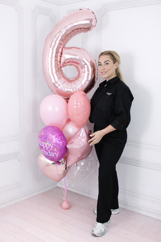 Happy Birthday All‑Pink Helium Balloon with Number (0–9) – Celebrate in Style