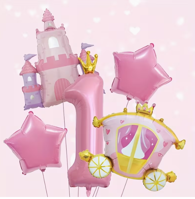 Pink Princess Themed Aluminum Foil Balloon Set – Birthday Party Decorations Dubai
