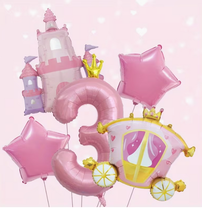 Pink Princess Themed Aluminum Foil Balloon Set – Birthday Party Decorations Dubai