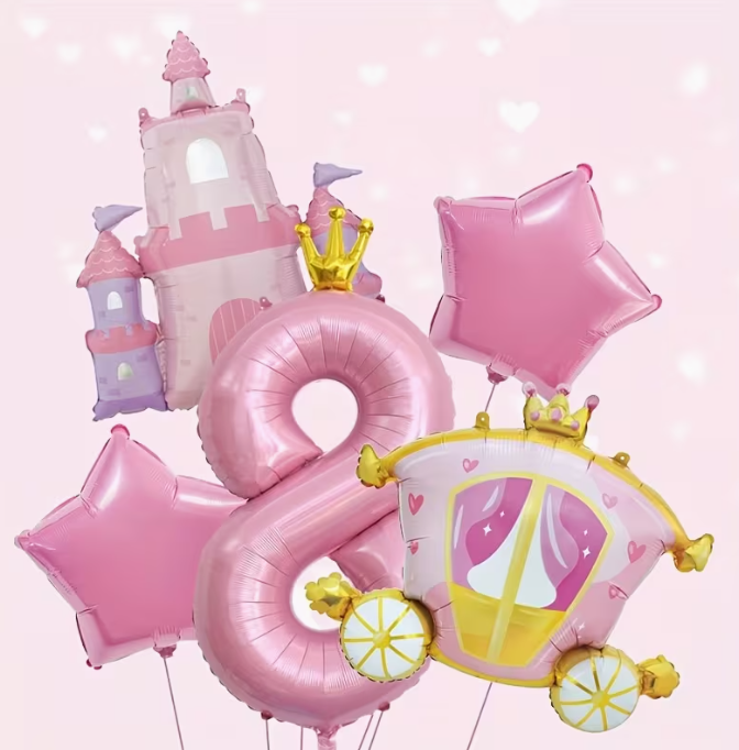 Pink Princess Themed Aluminum Foil Balloon Set – Birthday Party Decorations Dubai
