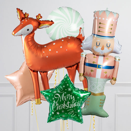 Christmas Candyland Reindeer Inflated Crazy Balloon Bunch