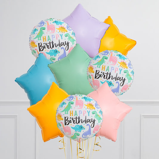 Cute Dinosaur Happy Birthday Balloon Bunch – Stars