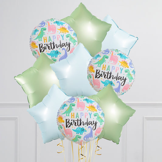 Cute Dinosaur Happy Birthday Balloon Bunch – Stars