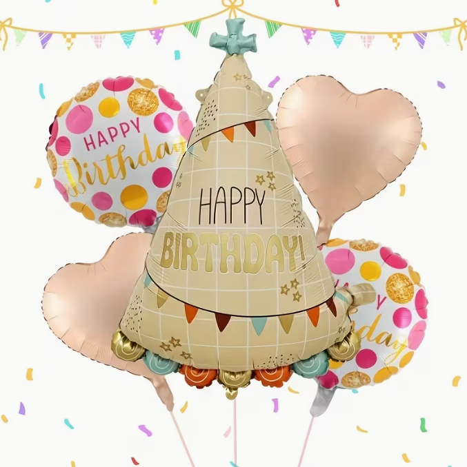 Helium-Ready Hat-Shaped & Heart Balloon Set | Birthday Party Decorations Dubai