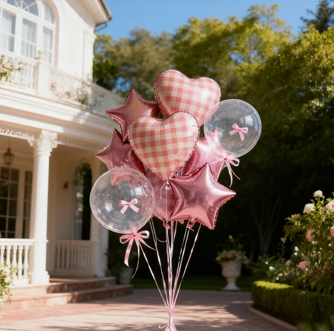 Grid Heart & Aluminum Foil Balloon Set | Party Decorations Dubai