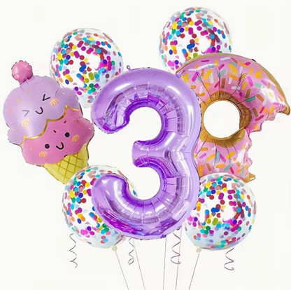Candy Aluminum Balloon Set – Ice Cream 32-Inch Purple Digital Balloon | Birthday Party Decoration Dubai