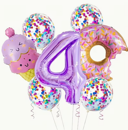 Candy Aluminum Balloon Set – Ice Cream 32-Inch Purple Digital Balloon | Birthday Party Decoration Dubai