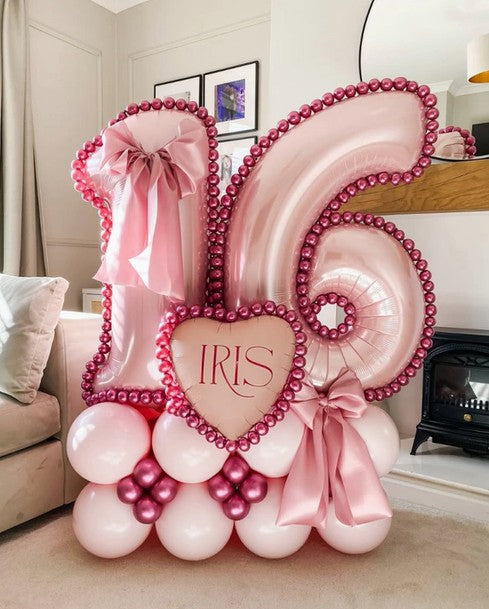 Pink Number Balloon Stack – Elegant &amp; Festive Party Décor in Dubai
