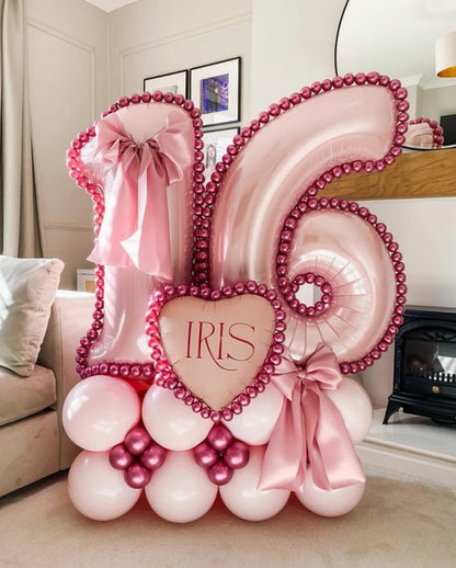 Pink Number Balloon Stack – Elegant &amp; Festive Party Décor in Dubai
