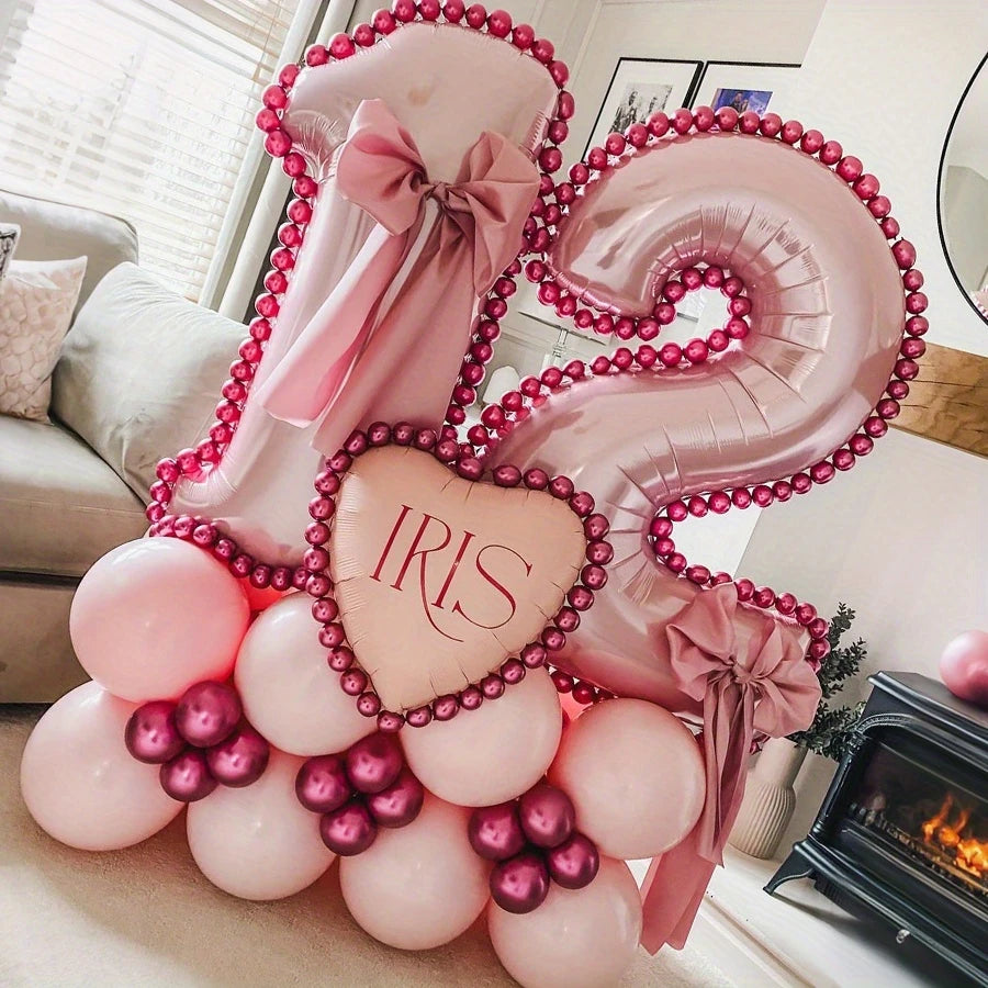 Pink Number Balloon Stack – Elegant &amp; Festive Party Décor in Dubai