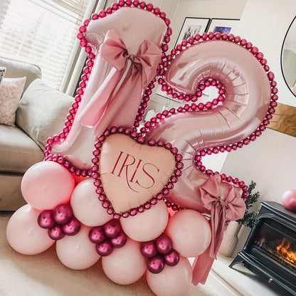 Pink Number Balloon Stack – Elegant &amp; Festive Party Décor in Dubai